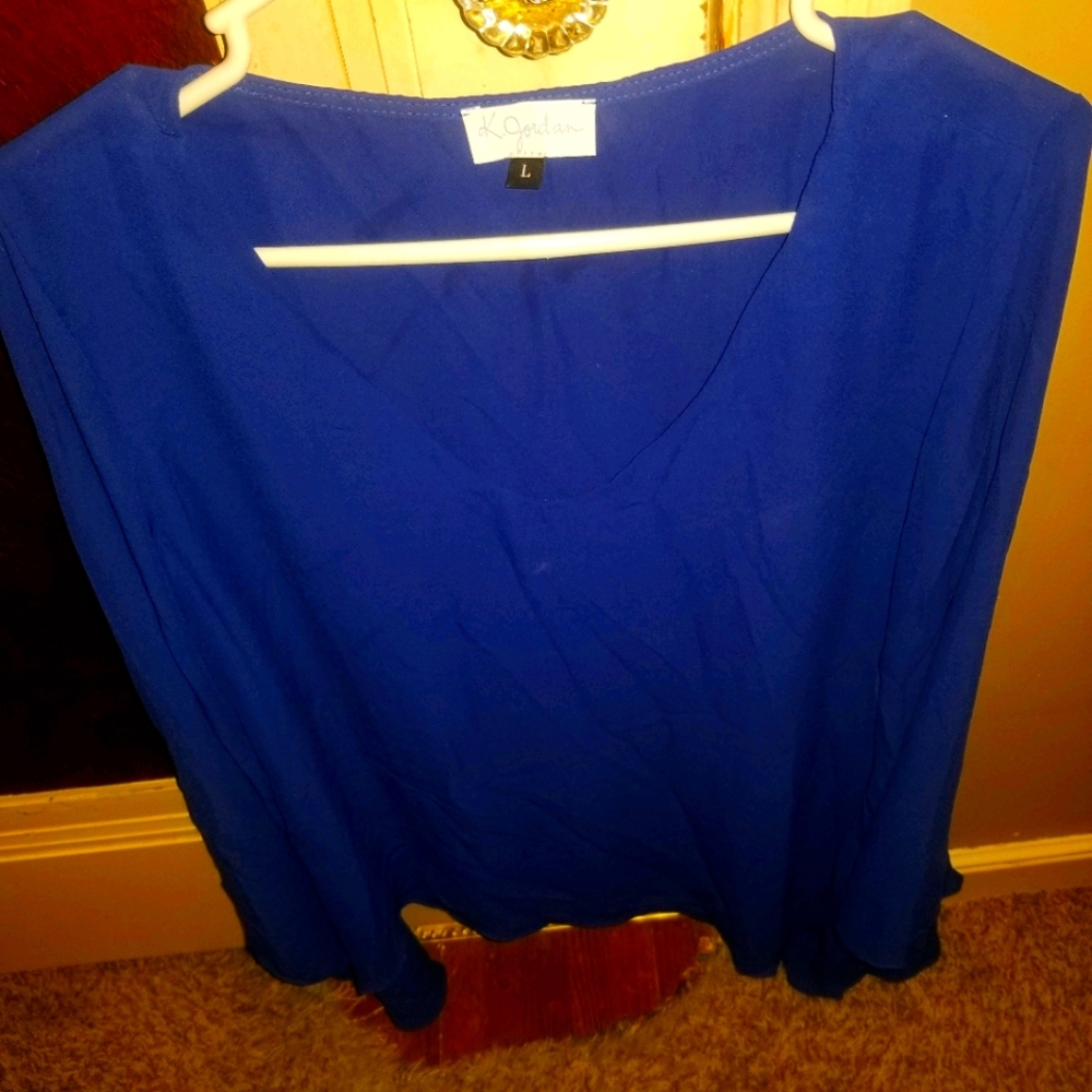 Kjordan brand long sleeve blue blouse size large